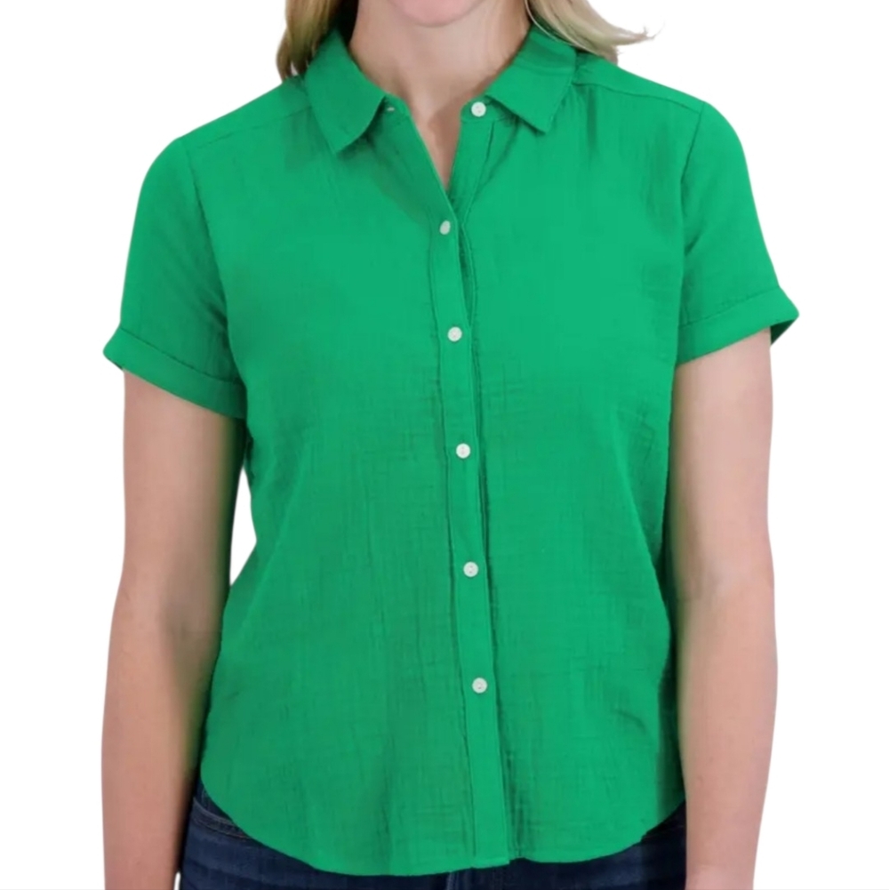 Lucky Brand Green Short-Sleeve Button-Down Shirt